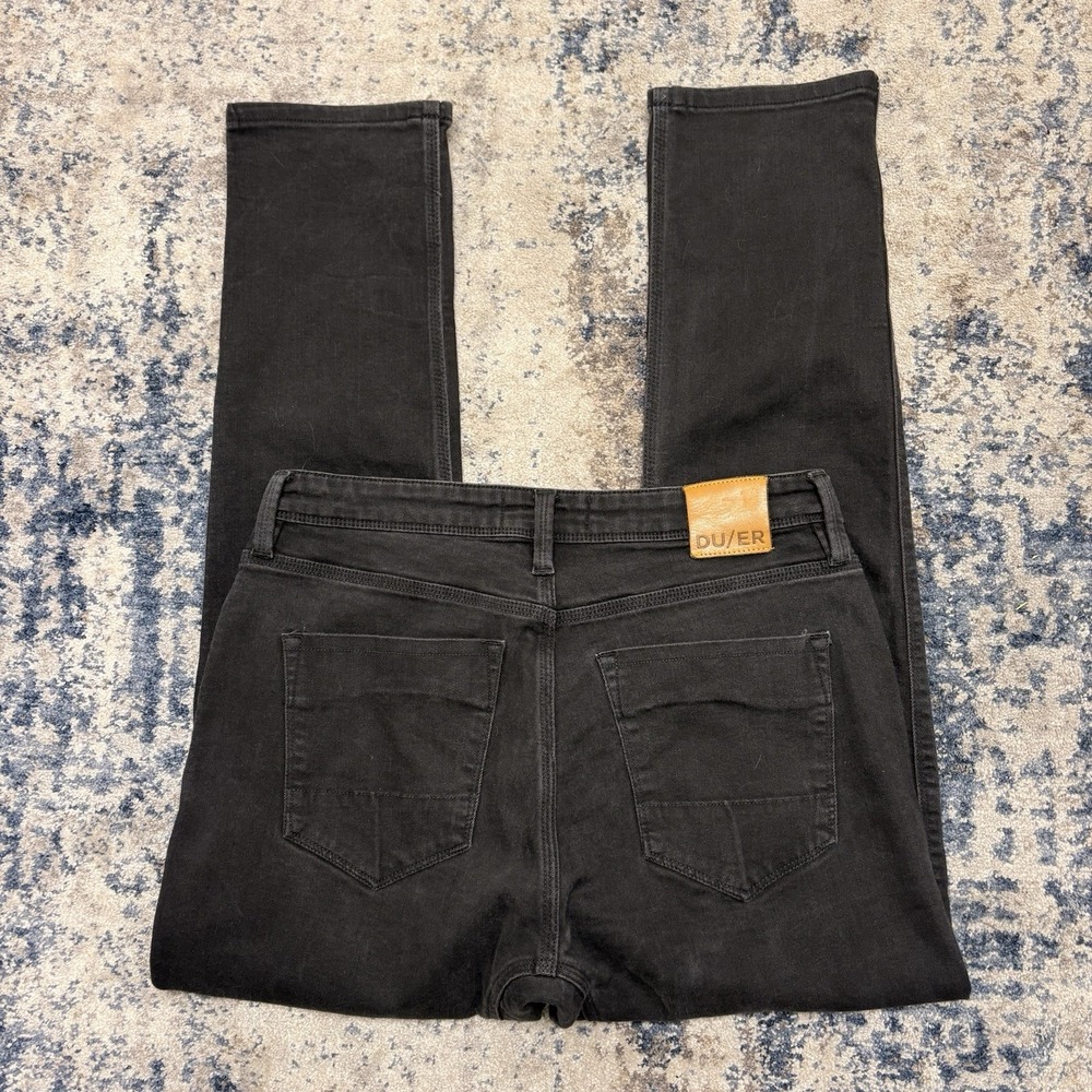 DU/ER Jeans Mens Size 32x30 Black Denim L2X Relaxed Taper 5-Pocket Stretch